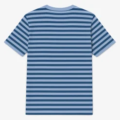T-shirts>SERGE BLANCO Short-sleeved cotton T-shirt with candy blue stripes MARINE