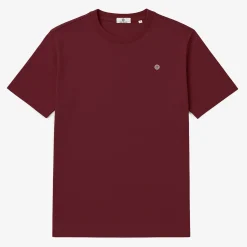 T-shirts>SERGE BLANCO Short-sleeved cotton t-shirt with SB print on the back on merlot red DRAGEE