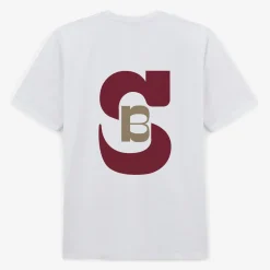 T-shirts>SERGE BLANCO Short-sleeved cotton T-shirt with SB print on white back ARMY