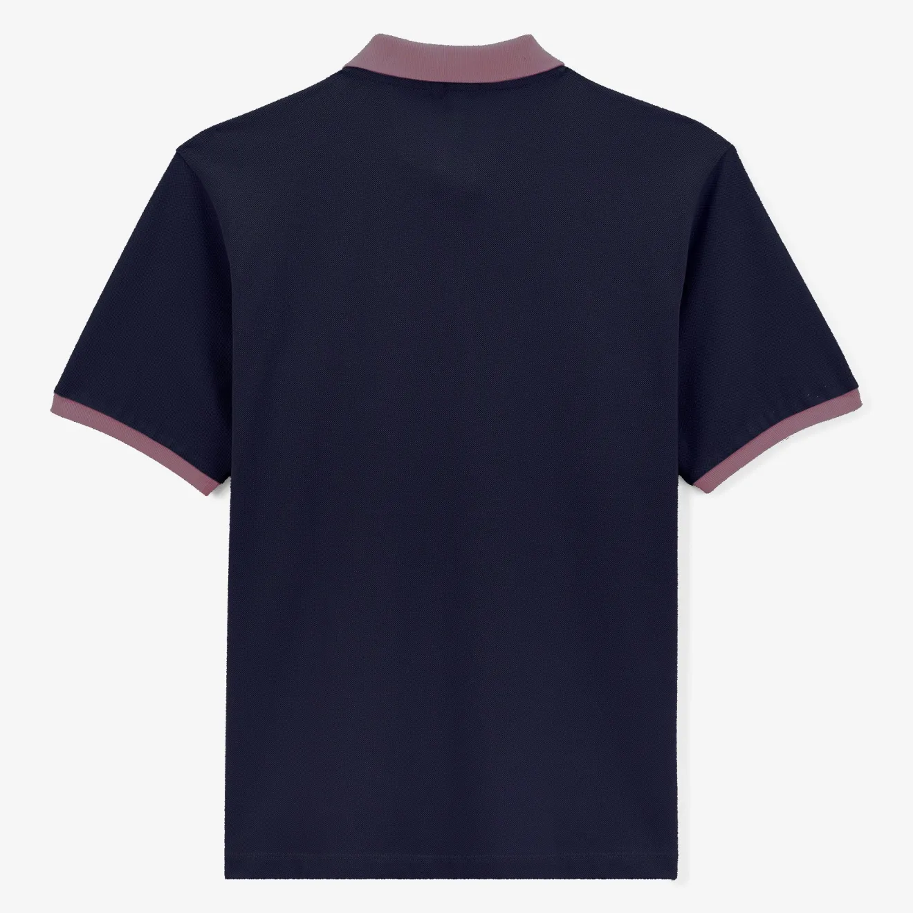 Polos>SERGE BLANCO Short-sleeved pique polo shirt in navy blue cotton with purple collar ARMY