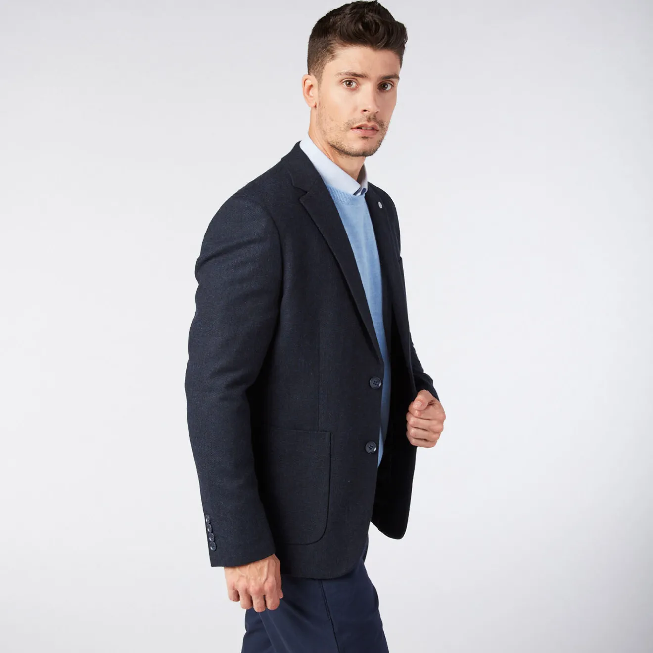 Blazers>SERGE BLANCO Simon navy blue jacket CARREAUX