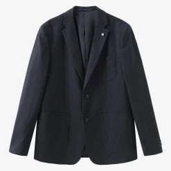 Blazers>SERGE BLANCO Simon striped denim blazer jacket NOIR