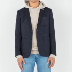 Blazers>SERGE BLANCO Simon striped denim blazer jacket NOIR