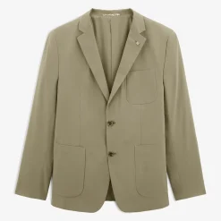 Blazers|L'élégant>SERGE BLANCO Simonni blazer jacket in teak green cotton GRIS CHINE