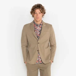 Blazers|L'élégant>SERGE BLANCO Simonni blazer jacket in teak green cotton GRIS CHINE