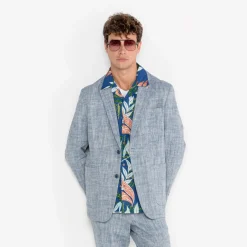 Blazers|L'élégant>SERGE BLANCO Simonni cloud blue linen blend blazer jacket TECK