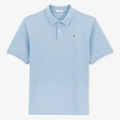 Polos|Tel Père, Tel Fils>SERGE BLANCO Sky blue pique knit short sleeve polo shirt NOIR