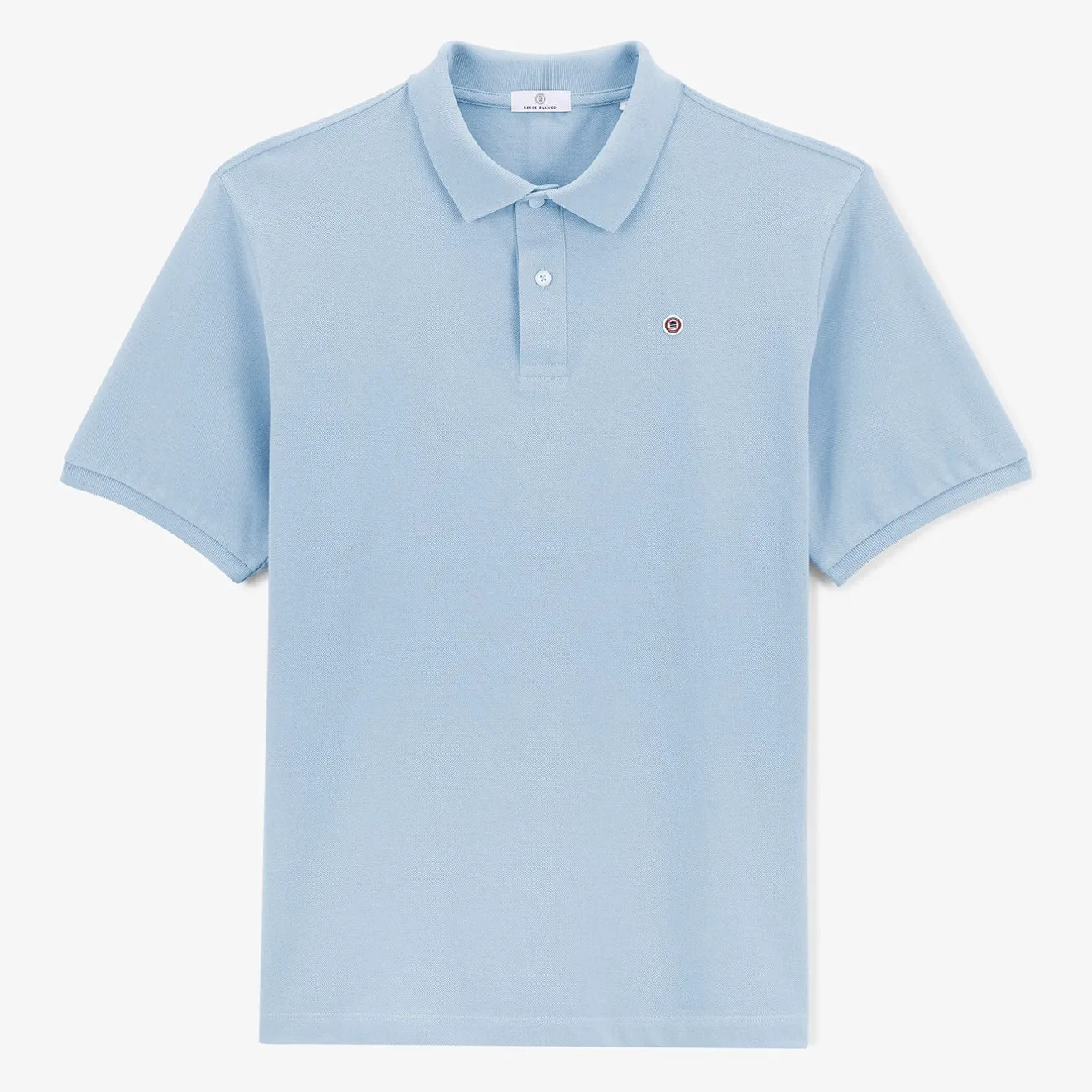 Polos|Tel Père, Tel Fils>SERGE BLANCO Sky blue pique knit short sleeve polo shirt NOIR