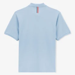 Polos|Tel Père, Tel Fils>SERGE BLANCO Sky blue pique knit short sleeve polo shirt NOIR