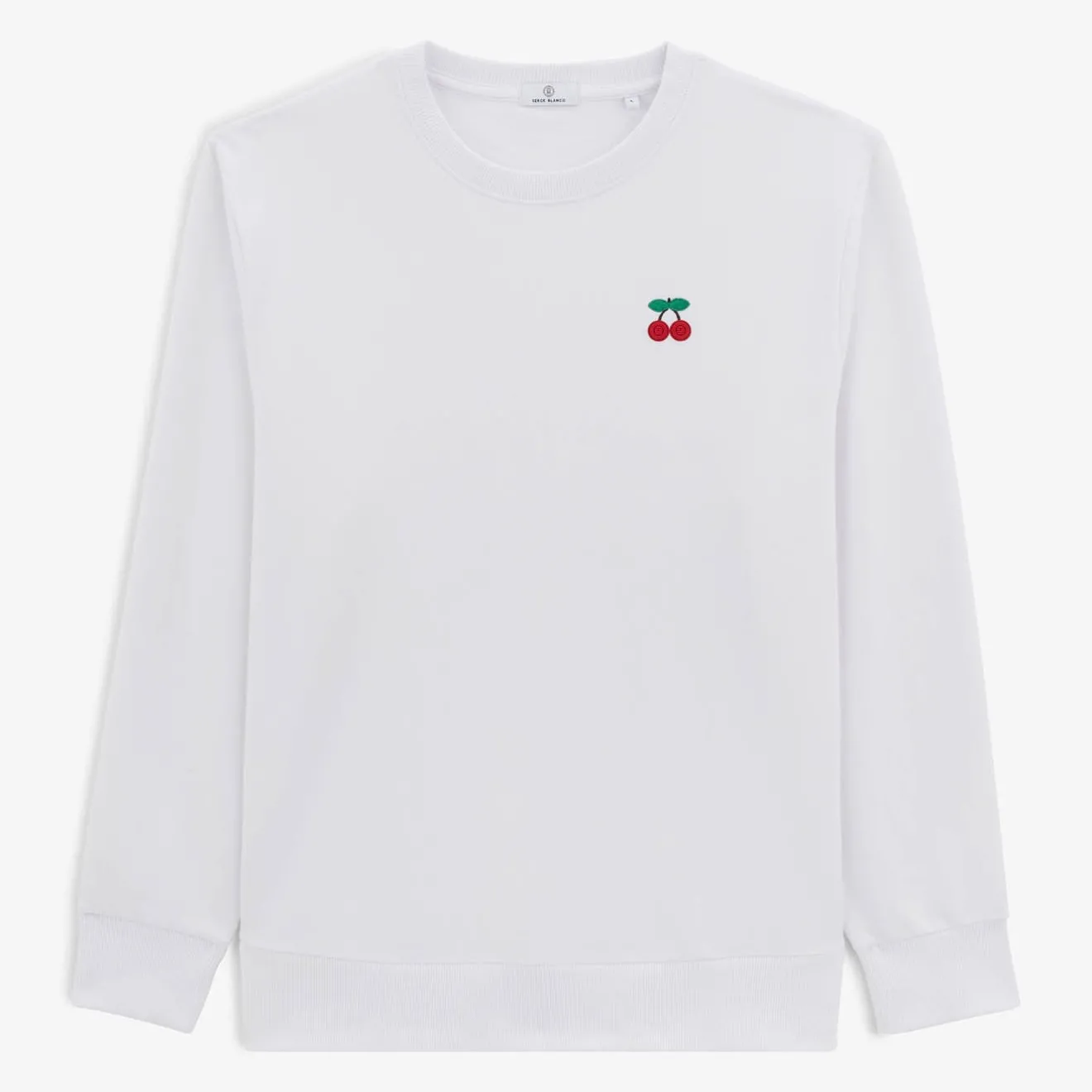 Crazy Logo|Sweats>SERGE BLANCO Stan white cherry embroidery sweatshirt ARDOISE
