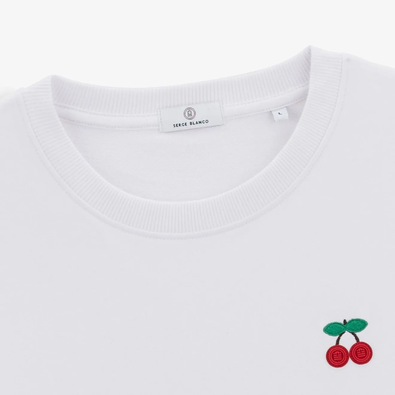 Crazy Logo|Sweats>SERGE BLANCO Stan white cherry embroidery sweatshirt ARDOISE