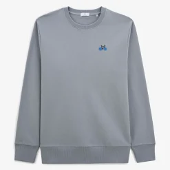 Crazy Logo|Sweats>SERGE BLANCO Stanley sweatshirt with slate gray bicycle embroidery CORAIL