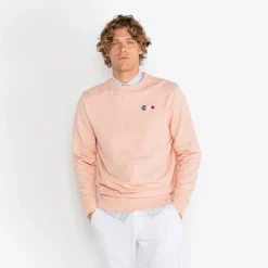 Crazy Logo|Sweats>SERGE BLANCO Sven sweatshirt with pink skin arcade embroidery BLANC
