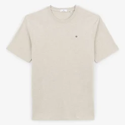 T-shirts>SERGE BLANCO Theo men's t-shirt in mottled beige cotton DARK NAVY