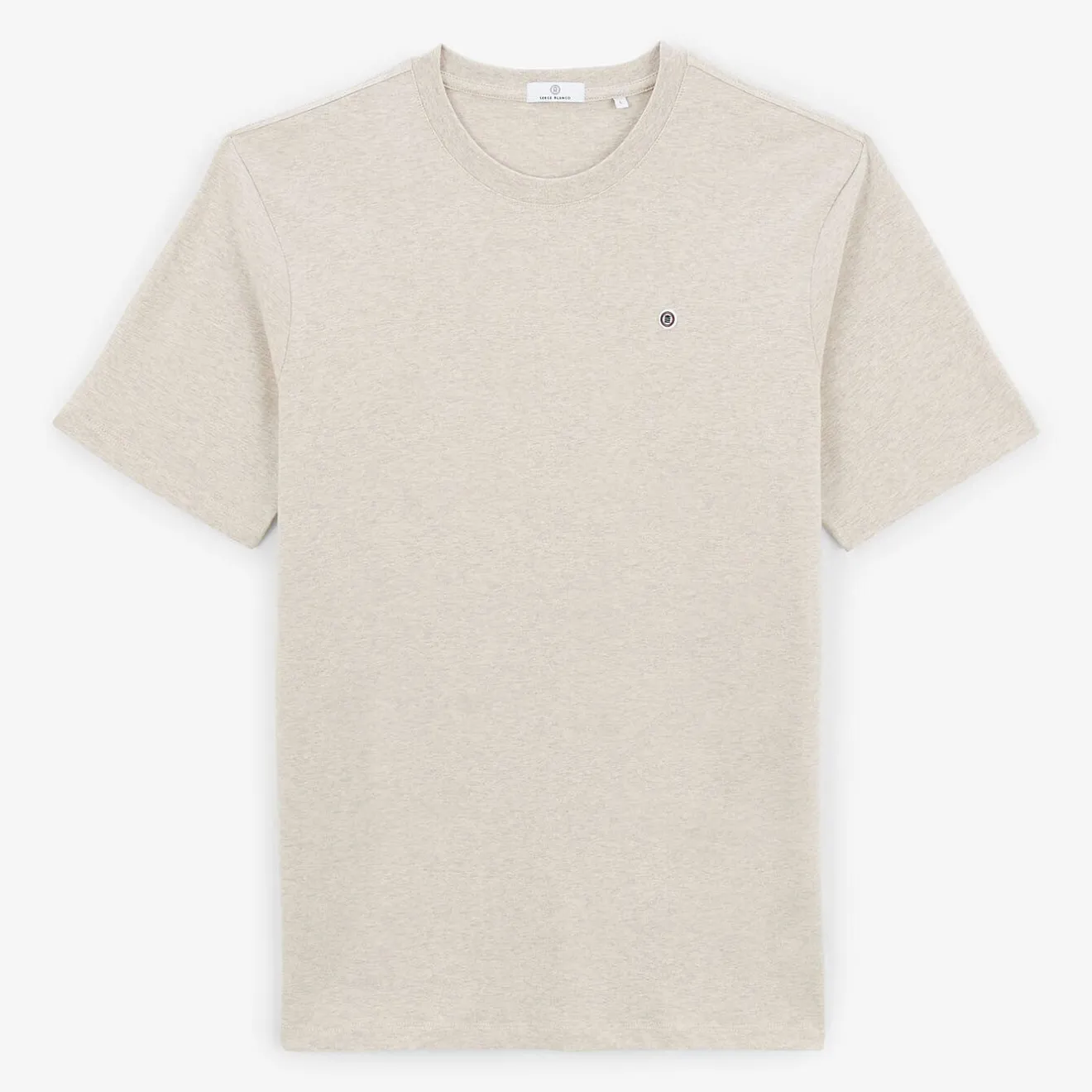 T-shirts>SERGE BLANCO Theo men's t-shirt in mottled beige cotton DARK NAVY