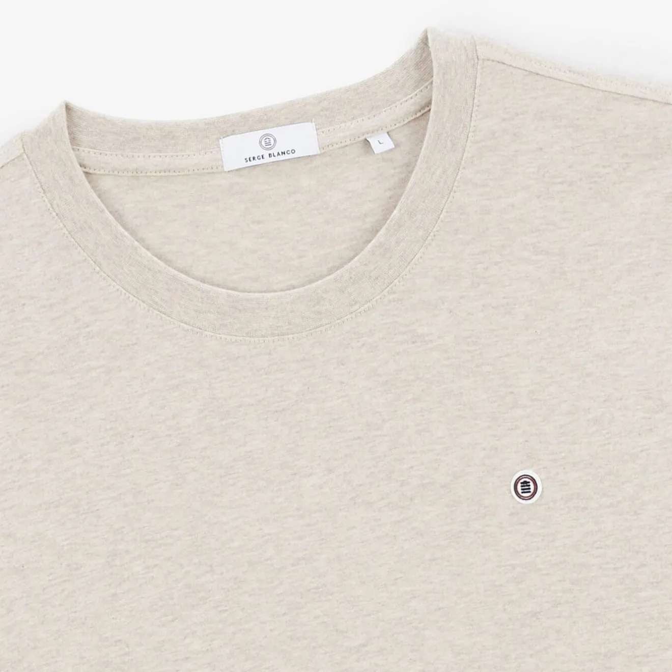 T-shirts>SERGE BLANCO Theo men's t-shirt in mottled beige cotton DARK NAVY
