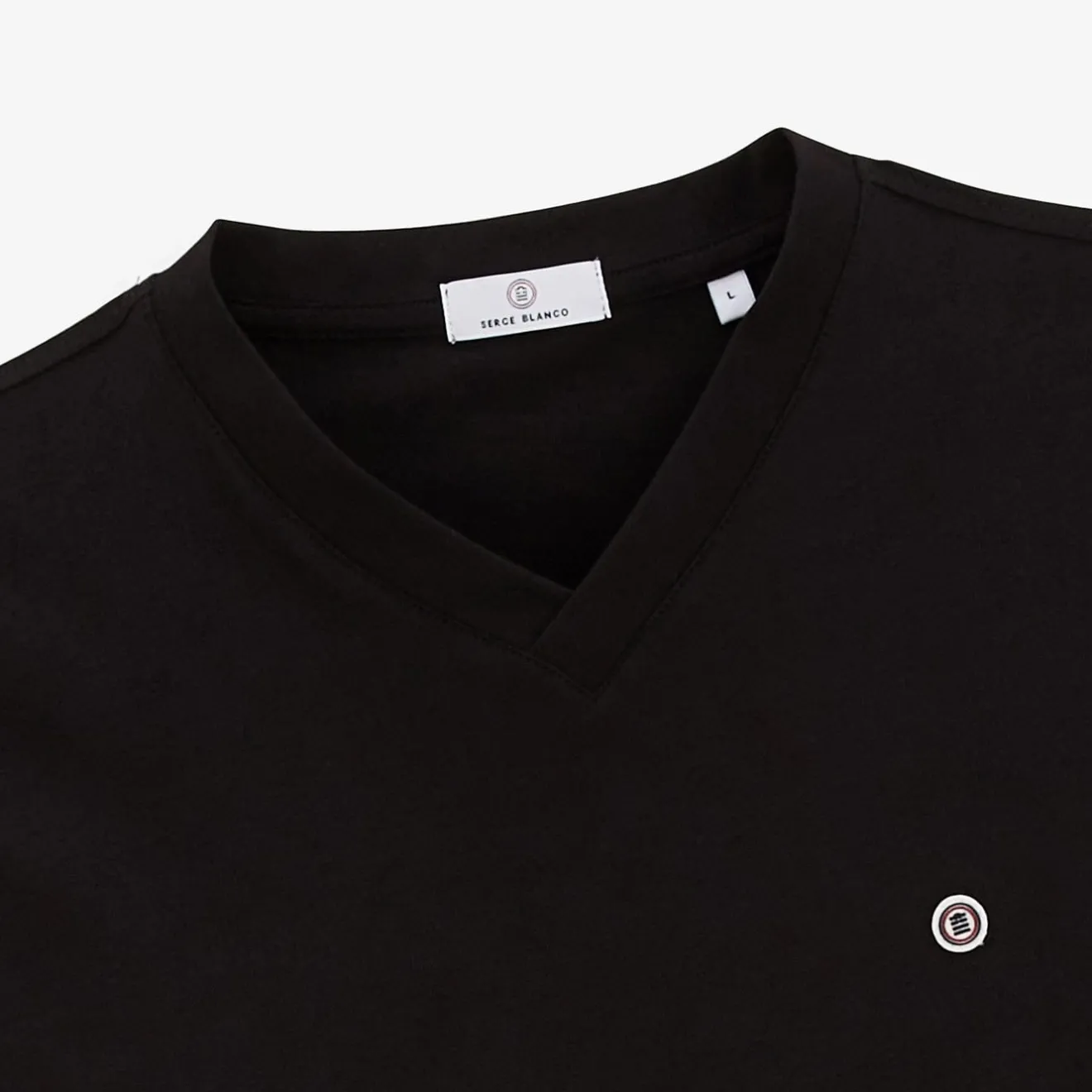 T-shirts>SERGE BLANCO Thibault V-neck T-shirt Black Men | BLEU INDIGO