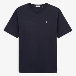 T-shirts>SERGE BLANCO Thibault V-neck T-shirt Dark Navy Men | BLANC