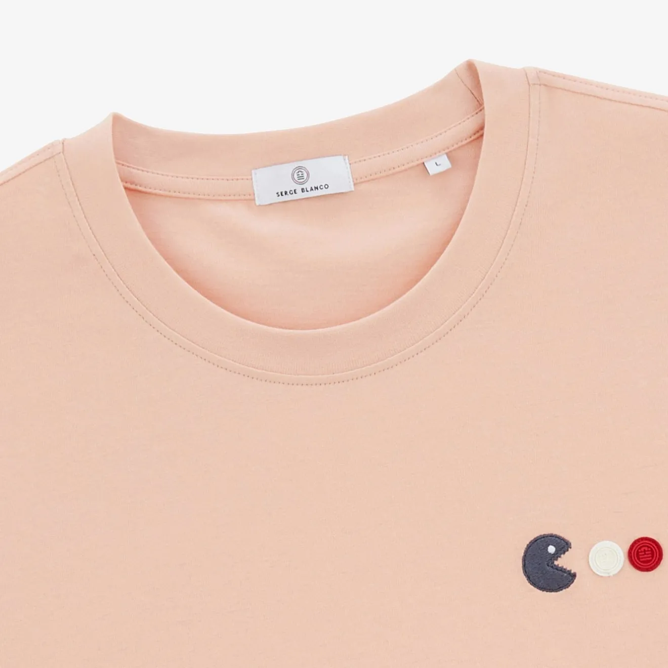 Crazy Logo|T-shirts>SERGE BLANCO Tiam Rose Skin Men's Round Neck T-shirt | BLANC
