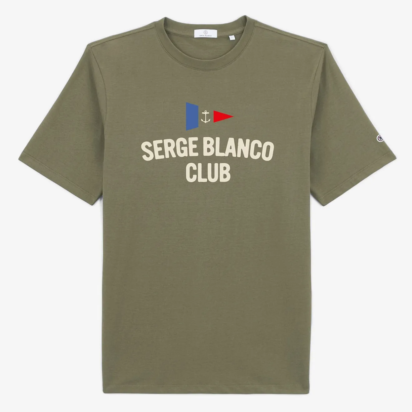 T-shirts>SERGE BLANCO Tigran Khaki Teak Round Neck T-shirt for Men | GRIS CHINÉ
