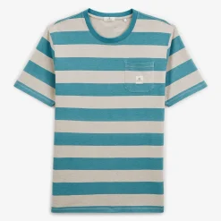 T-shirts>SERGE BLANCO Timothee duck blue striped t-shirt MERLOT