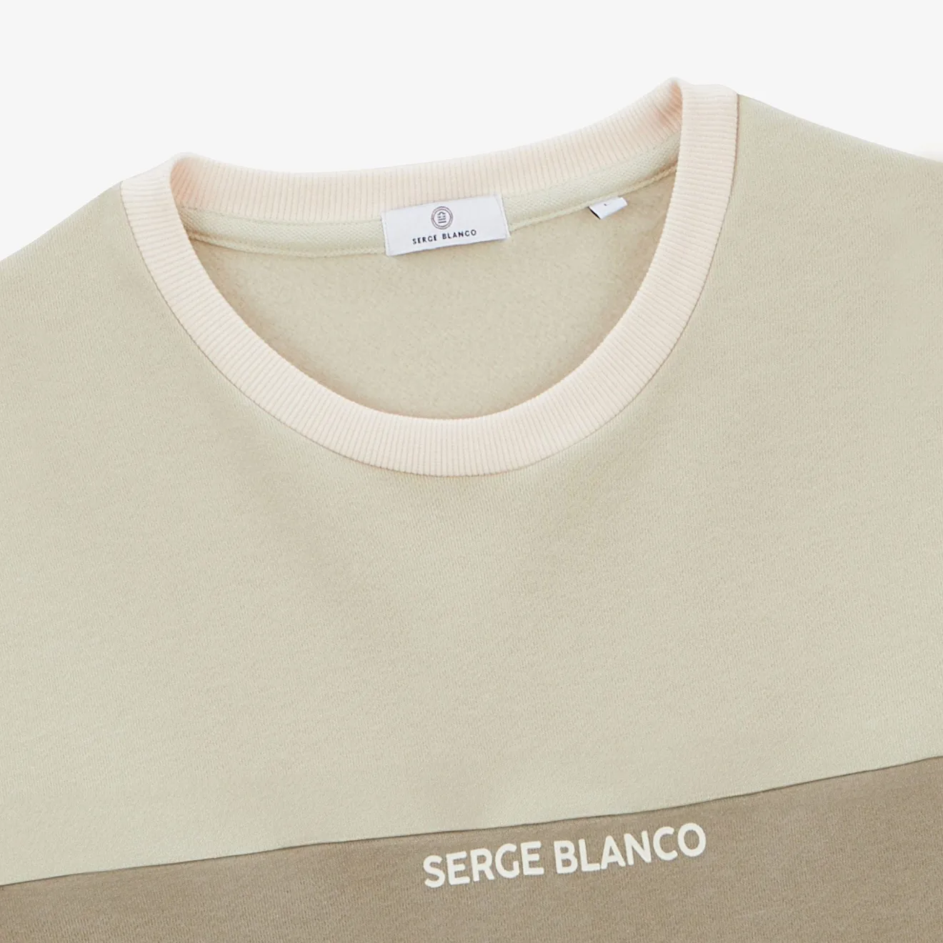 Sweats>SERGE BLANCO Tricolor round neck sweatshirt with cement logo BRONZ