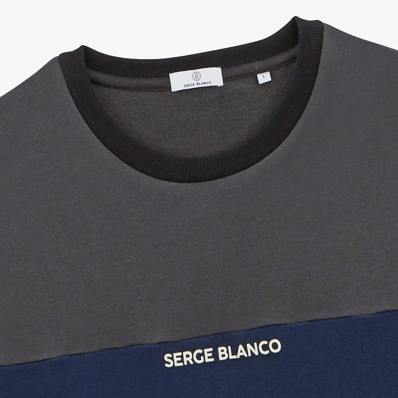 Sweats>SERGE BLANCO Tricolor round neck sweatshirt with anthracite gray logo PASTEL