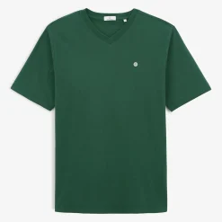 T-shirts>SERGE BLANCO T-shirt manches courtes avec col V en coton jersey vert sapin DRAGEE
