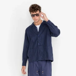 Vestes Worker|Manteaux & Vestes>SERGE BLANCO Wakura worker jacket in midnight blue linen DENIM