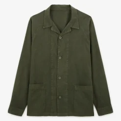 Manteaux & Vestes|Vestes Worker>SERGE BLANCO Wakura worker jacket in teak green linen BLANC