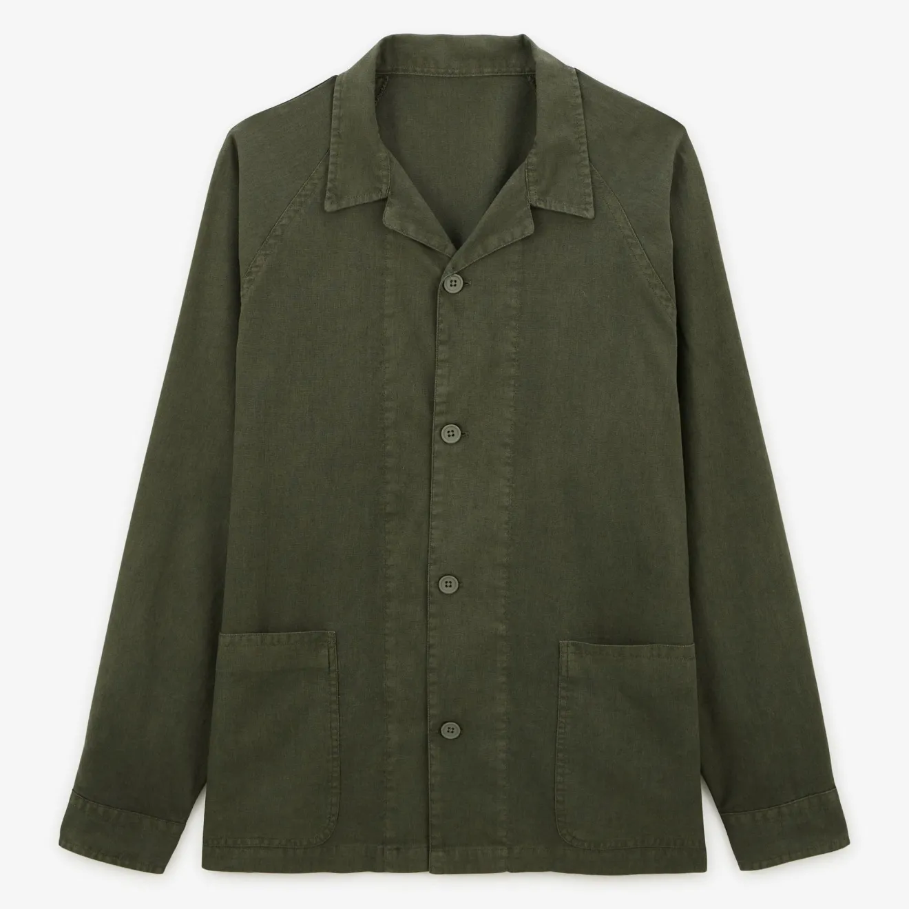 Manteaux & Vestes|Vestes Worker>SERGE BLANCO Wakura worker jacket in teak green linen BLANC