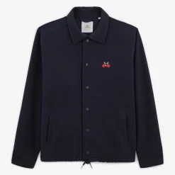 Crazy Logo|Vestes Worker>SERGE BLANCO Wayne coach jacket in dark navy bicycle embroidery jersey DENIM
