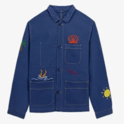 Vestes Worker|Manteaux & Vestes>SERGE BLANCO Wendel worker jacket embroidered in blue NATION
