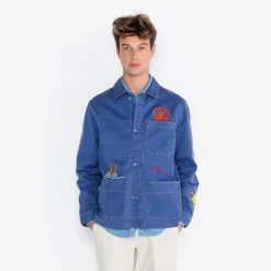Vestes Worker|Manteaux & Vestes>SERGE BLANCO Wendel worker jacket embroidered in blue NATION