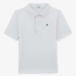 Polos|Tel Père, Tel Fils>SERGE BLANCO White Cotton Short Sleeve Polo Shirt for Men | dark navy
