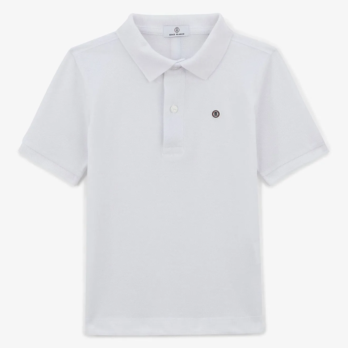 Polos|Tel Père, Tel Fils>SERGE BLANCO White Cotton Short Sleeve Polo Shirt for Men | dark navy