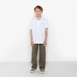 Polos|Tel Père, Tel Fils>SERGE BLANCO White Cotton Short Sleeve Polo Shirt for Men | dark navy