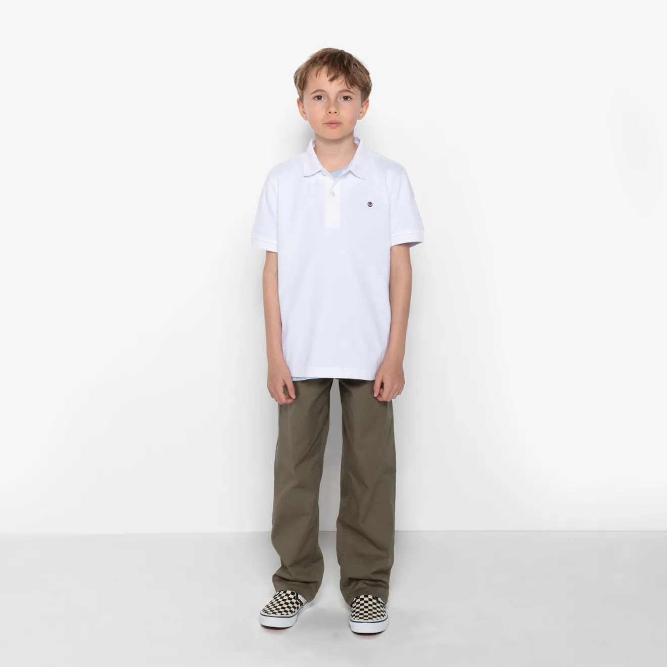Polos|Tel Père, Tel Fils>SERGE BLANCO White Cotton Short Sleeve Polo Shirt for Men | dark navy