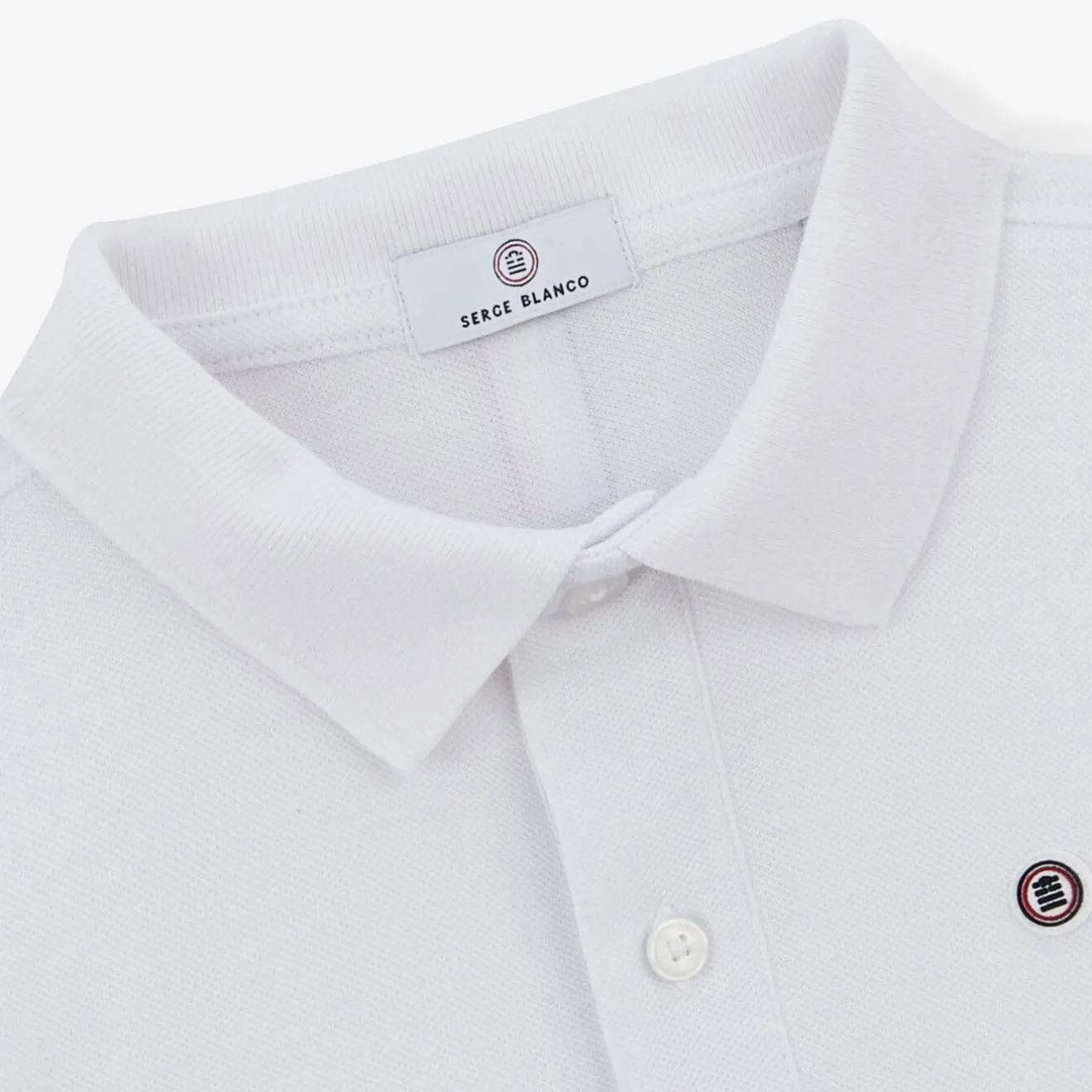 Polos|Tel Père, Tel Fils>SERGE BLANCO White Cotton Short Sleeve Polo Shirt for Men | dark navy
