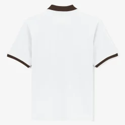 Polos>SERGE BLANCO White pique knit polo shirt with contrasting collar ANTHRACITE