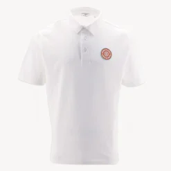 Polos>SERGE BLANCO White polo shirt with chest badge RED