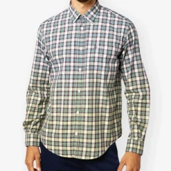 Chemises>SERGE BLANCO Woven Plaid Gradient Long Sleeve Shirt ABRICOT