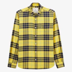 Chemises>SERGE BLANCO Yellow cotton plaid shirt MARINE